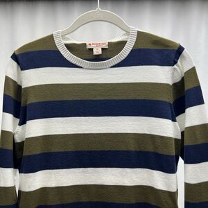 Brooks Brothers Red Fleece Women's Striped Olive & Blue Cotton Sweater Size S
